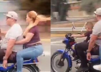 Retienen la moto del hombre que puso a manejar a su hijo en plena autopista de Caracas y se viralizó (Video)