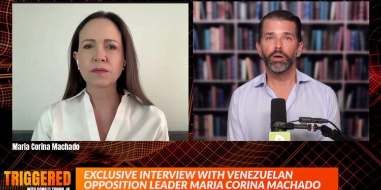María Corina Machado con Donald Trump Jr: “La revocación de la licencia a Chevron es un gran paso contra Maduro”