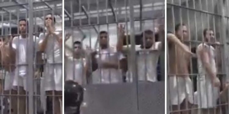 Difunden imágenes del interior del CECOT donde están detenidos presuntos miembros del Tren de Aragua