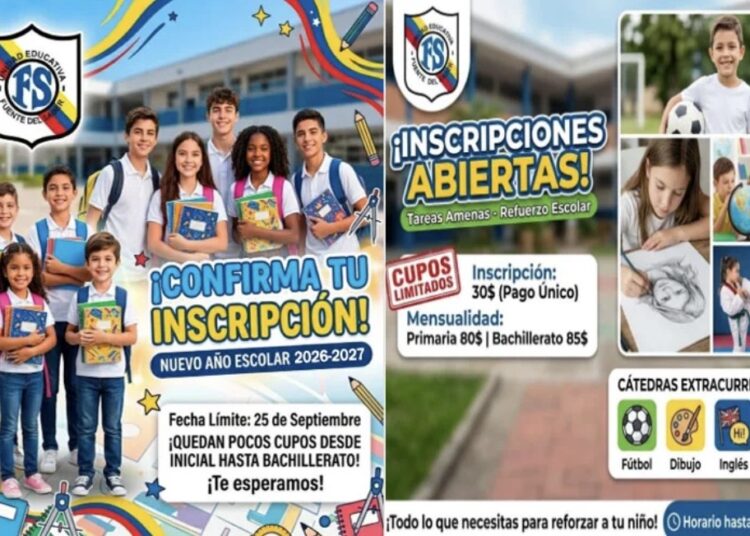Colegio “U.E. Fuente del Saber” abre inscripciones para el periodo 26-27